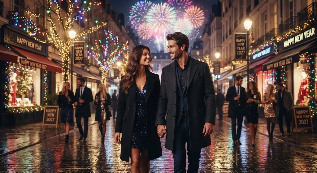 New Year Night Street Couple Prompt