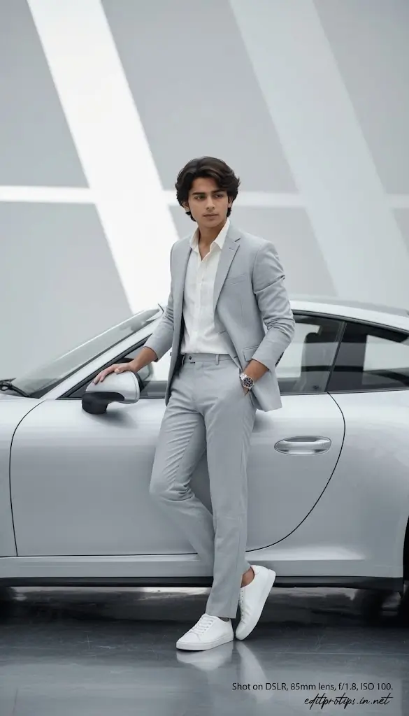 ChatGPT Photo Prompt – White Luxury Sports Car Portrait