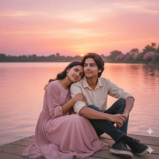 Gemini AI Couple Photo Prompt – Lake Sunset