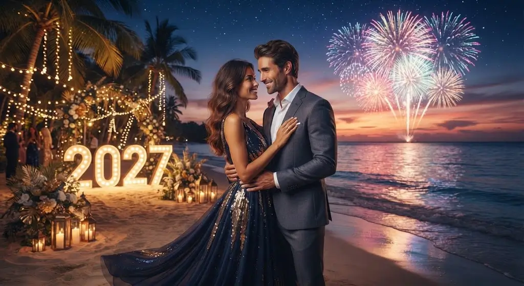 New Year Beach Couple Prompt