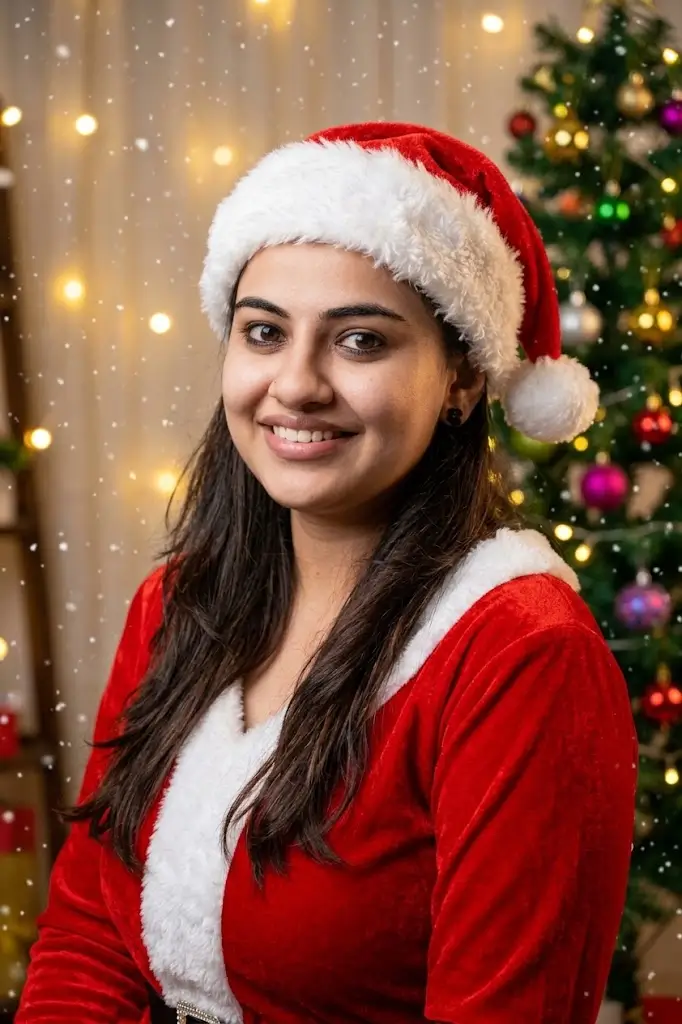 Christmas special photo editing prompts for girls free