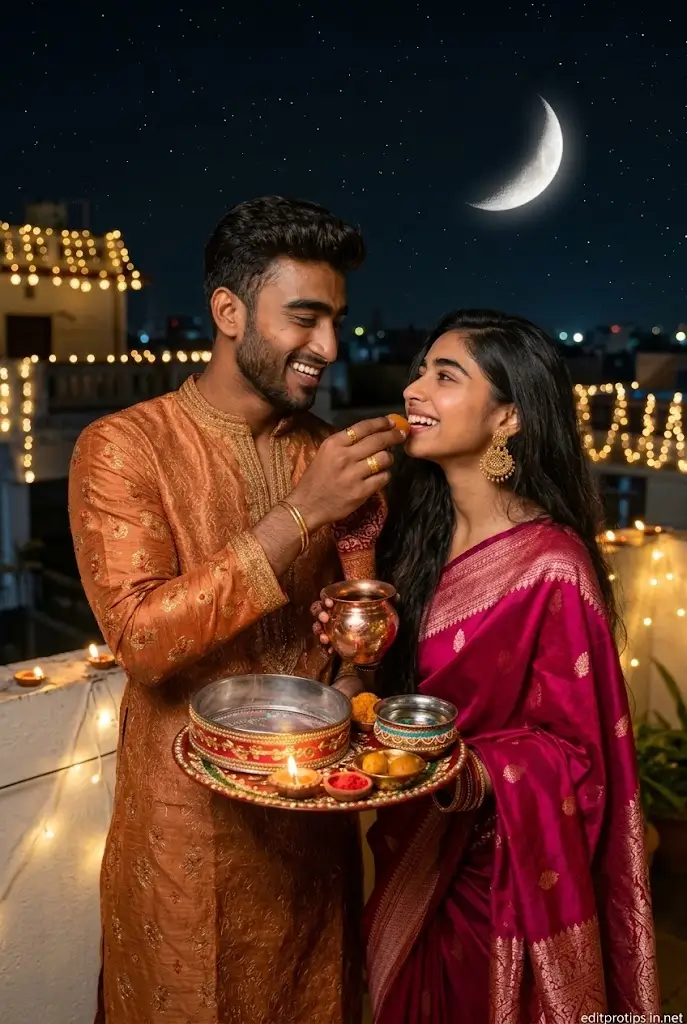 Karwa Chauth AI Photo Prompt for Couples – Romantic
